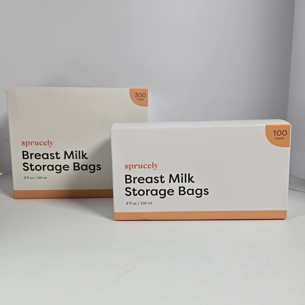 Sprucely Breast Milk Storage Bags 400ct White 8oz BPA-Free Pre-Sterilized